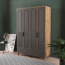 T&B Derin 4 Kapaklı Çekmeceli Gardırop - Mdf Kapak