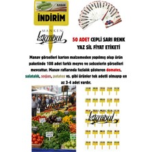 Manken İstanbul 50 Adet Cepli Saplanabilir Manav Etiketi Market Etiketi Pazarcı Etiketi 108 Adet Karton Etiketli