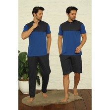 Moda Çizgi Erkek Sax 3'lü Pijama Takım 6823