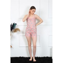 Moda Çizgi Kadın Ip Askılı Şortlu Takım 3598