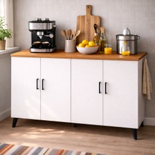 Bangu 4 Kapaklı Çok Amaçlı Dolap ( Derinlik 47 cm ) Kahve Köşesi Dolabı BKDM005