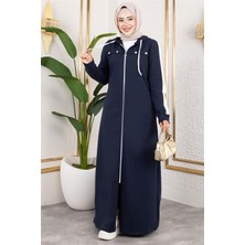 Lizay Kuş Gözü Şerit Detay Spor Ferace Lacivert