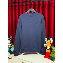 Pada Kolda Yama Detaylı Lacivert Erkek Sweatshirt