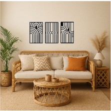 Alteks Dekor Modern Geometrik Siyah Mdf Duvar Dekoru,cnc Router Kesim, 3 Lü Duvar Süsü