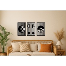 Alteks Dekor Modern Geometrik Siyah Mdf Duvar Dekoru,cnc Router Kesim, 3 Lü Duvar Süsü