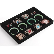 Megass Dekor Süet Kumaş Siyah Renk 22/14 cm 12 Bölmeli Takı Segileme Tablası