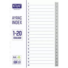 Kraf Seperatör,  1 - 20 Rakam, Klasör Içi Ayraç, Düzenleyici