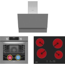Simfer 9 Fonksiyon Qs Gri Dijital Power Turbo Elektrikli 3'lü Ankastre Set (Fırın + Elektirikli Ocak + Davlumbaz)