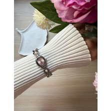 Rubsey Retro Minimal Metal Kordon Vintage Kadın Kol Saati Inci Model Içi Pembe