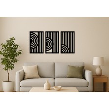 Alteks Dekor Modern Geometrik Siyah Mdf Duvar Dekoru,cnc Router Kesim, 3 Lü Duvar Süsü