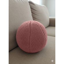 Puff Table Peluş Top Yastık Kırlent Içi Dolgulu Pembe Teddy Kumaş