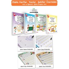 Esokal Yazmayı Çizmeyi Sevdiren 4'lü Sihirli Alıştırma Kitabı - Oluklu(Kabartmalı) Sihirli Uçan Kalemli