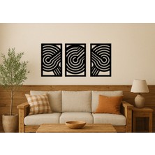 Alteks Dekor Modern Geometrik Siyah Mdf Duvar Dekoru,cnc Router Kesim, 3 Lü Duvar Süsü