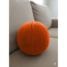 Puff Table Peluş Top Yastık Kırlent Içi Dolgulu Koyu Kahve (Tarçın) Fitilli Kumaş