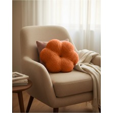 Puff Table Peluş Küçük Papatya Yastık Kırlent Içi Dolgulu Koyu Kahve (Tarçın) Teddy Kumaş