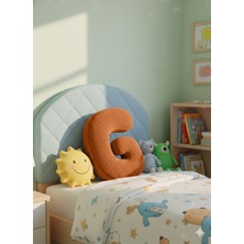 Puff Table Peluş G Harf Yastık , Dekoratif Kırlent , Koyu Kahve Teddy Kumaş , Büyük Boy 50 cm