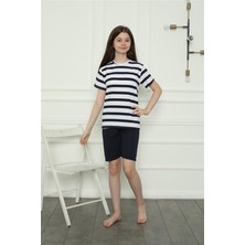 Moda Çizgi Kız Çocuk Penye Şortlu Pijama Takım 20406