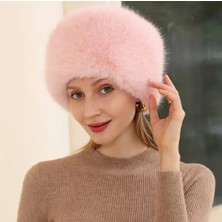 Evim Mabedim Kürk Görünümlü Kadın Şapka, Kışlık Kürk Görünümlü Lüks Şapka
