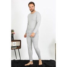 Moda Çizgi Erkek Pamuk Gri Içlik Takım 19103