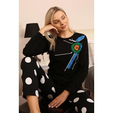 Moda Çizgi Kadın Uzun Kol Penye Pijama Takım 4176