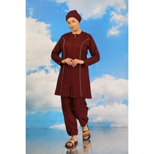 Moda Çizgi Kadın Tam Tesettür Bordo Mayo 31060