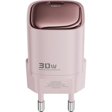 Realpower Gan 30W Usb-C Hızlı Şarj Cihazı ve Kablo Set Pembe (Usb-C - Usb-C 60W Kablo) TCS30WPI