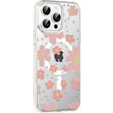 Nrzsnt Joko Apple Iphone 15 Pro Floral Magsafe Kapak - Pembe