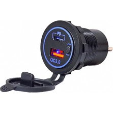 Marin Bow Pano Tip Ikili Usb3.0 + Type-C Soket 12-24V Butonlu Mavi LED