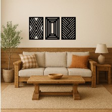 Alteks Dekor Modern Geometrik Siyah Mdf Duvar Dekoru,cnc Router Kesim, 3 Lü Duvar Süsü