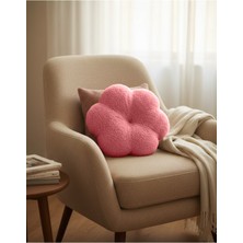 Puff Table Peluş Küçük Papatya Yastık Kırlent Içi Dolgulu Pembe Teddy Kumaş