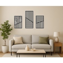 Alteks Dekor Modern Geometrik Siyah Mdf Duvar Dekoru,cnc Router Kesim, 3 Lü Duvar Süsü