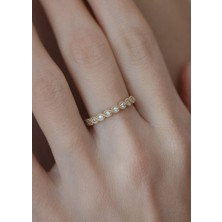 Oroline Kuyumculuk 8 Ayar Sıra Taşlı Burgu Desenli Kadın Altın Yüzük