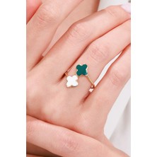 Oroline Kuyumculuk 8 Ayar Mineli Yonca Desenli Altın Şans Kadın Yüzük