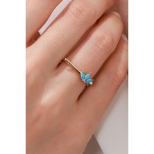 Oroline Kuyumculuk 8 Ayar Firuze Taşlı Kadın Altın Eklem Yüzük