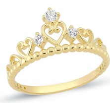 Oroline Kuyumculuk 8 Ayar Kadın Taç Desenli Altın Eklem Yüzük