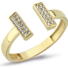 Oroline Kuyumculuk 14 Ayar Taşlı Ayrık Uçlu Kadın Trend Altın Yüzük