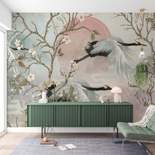 Grown Zarif Turna Illüstrasyonlu Pastel Duvar Kağıdı