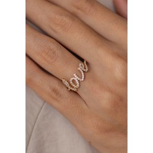 Oroline Kuyumculuk 14 Ayar Altın Love Yazılı Kadın Altın Eklem Yüzük