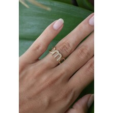 Oroline Kuyumculuk 14 Ayar Taşlı Kadın Altın Harf Yüzük