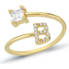 Oroline Kuyumculuk 14 Ayar Tektaşlı Altın Kadın Harf Yüzük