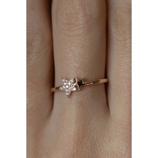 Oroline Kuyumculuk 14 Ayar Yıldız Desenli Minimalist Kadın Yüzük