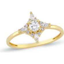 Oroline Kuyumculuk 8 Ayar Simetrik Taşlı Kadın Altın Yüzük