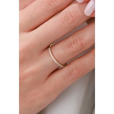 Oroline Kuyumculuk 8 Ayar Ince Sıralı Taşlı Kadın Altın Eklem Yüzük