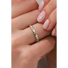 Oroline Kuyumculuk 8 Ayar Şerit Desenli Mineli Kadın Altın Yüzük