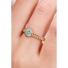 Oroline Kuyumculuk 8 Ayar Mineli Zincir Desenli Altın Kadın Eklem Yüzük