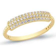 Oroline Kuyumculuk 14 Ayar Trend Taşlı Kadın Altın Yüzük