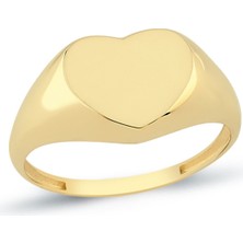 Oroline Kuyumculuk 14 Ayar Kalp Desenli Taşsız Kadın Altın Yüzük