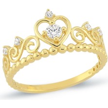 Oroline Kuyumculuk 14 Ayar Altın Taç Desenli Kadın Yüzük