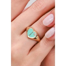 Oroline Kuyumculuk 14 Ayar Mineli Kalp Desenli Kadın Altın Yüzük