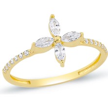 Oroline Kuyumculuk 8 Ayar Çiçek Desenli Kadın Altın Eklem Yüzük